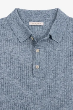 Polo in maglia costa piatta melange celeste