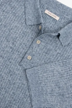Polo in maglia costa piatta melange celeste