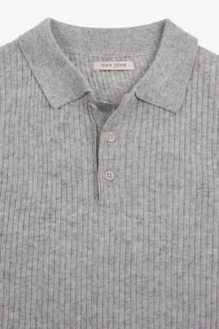 Polo in maglia costa piatta melange grigia