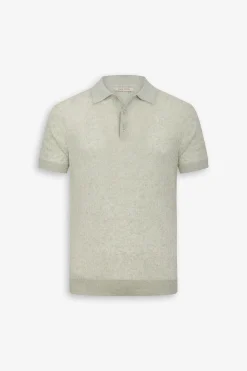 Polo in maglia costa piatta melange salvia