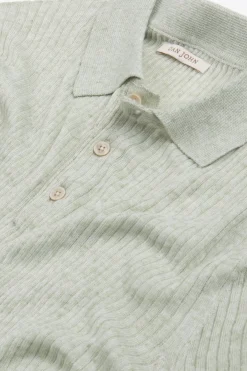 Polo in maglia costa piatta melange salvia