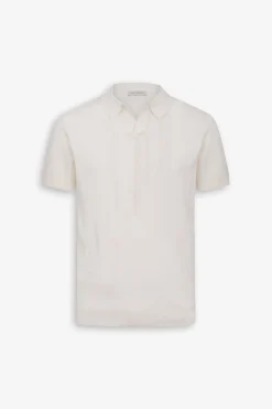 Polo in maglia costa piatta panna
