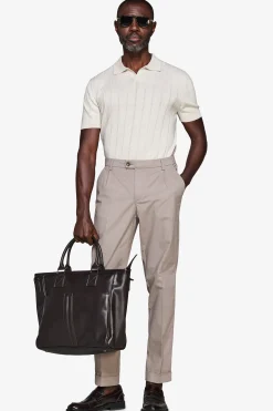 Polo in maglia costa piatta sabbia