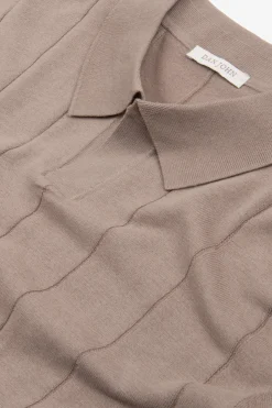 Polo in maglia costa piatta tortora