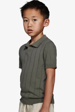 Polo in maglia costa piatta verde Kids