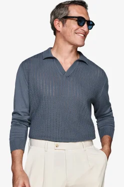 Polo in maglia Herringbone avion