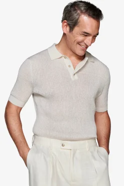 Polo in maglia misto lino burro