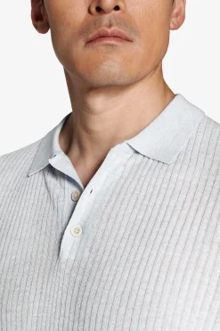 Polo in maglia misto lino celeste