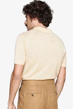 Polo in maglia misto lino gialla