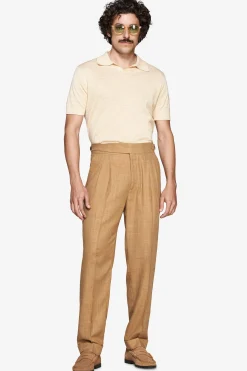 Polo in maglia misto lino gialla