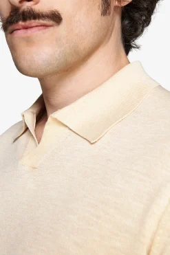 Polo in maglia misto lino gialla