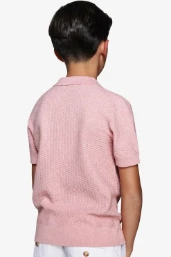 Polo in maglia punto dadino rosa Kids