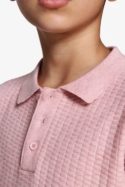 Polo in maglia punto dadino rosa Kids