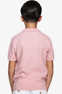 Polo in maglia punto dadino rosa Kids