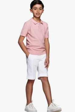 Polo in maglia punto dadino rosa Kids