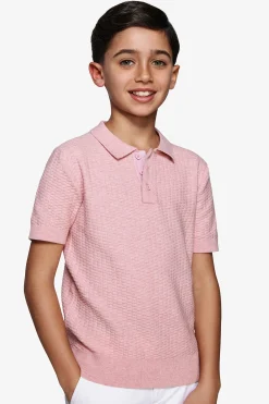 Polo in maglia punto dadino rosa Kids