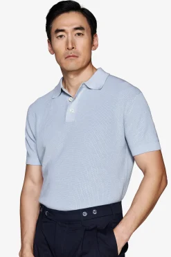 Polo in maglia punto pannocchia celeste