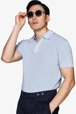 Polo in maglia punto pannocchia celeste