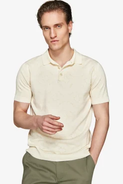 Polo in maglia stampa floreale sabbia
