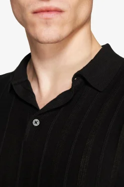 Polo in maglia traforata nera