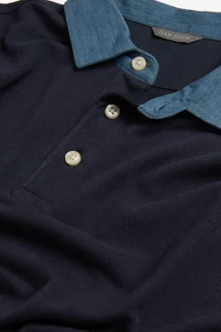 Polo piquet armaturata collo denim