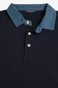 Polo piquet armaturata collo denim