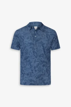 Polo piquet stampa fiori royal