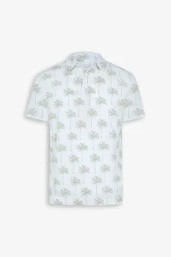 Polo piquet stampa palme panna