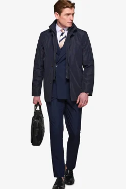 Trench con pettorina navy