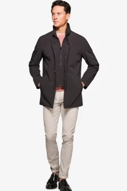 Trench con pettorina nero