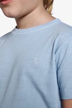 T-shirt basic con ricamo celeste Kids