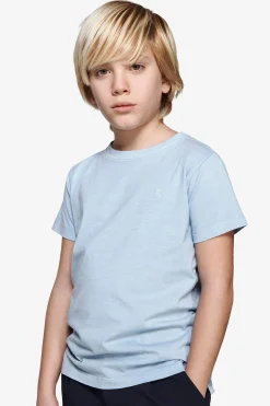 T-shirt basic con ricamo celeste Kids