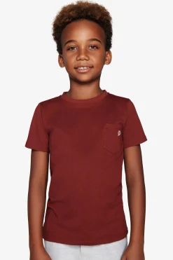 T-shirt basic con taschino bordeaux Kids