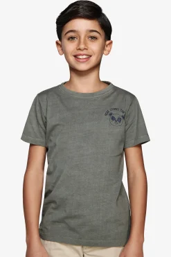 T-shirt basic verde con stampa Kids