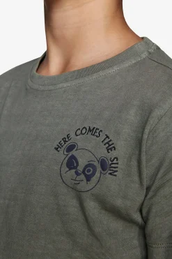 T-shirt basic verde con stampa Kids