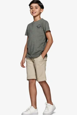 T-shirt basic verde con stampa Kids