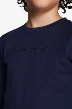 T-shirt con ricamo blu Kids