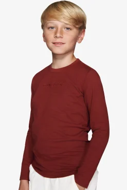 T-shirt con ricamo bordeaux Kids