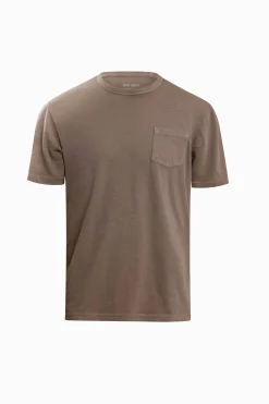 T-shirt girocollo con taschino fango