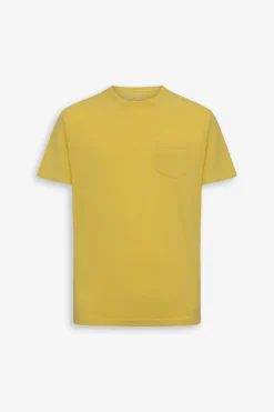 T-shirt girocollo con taschino gialla