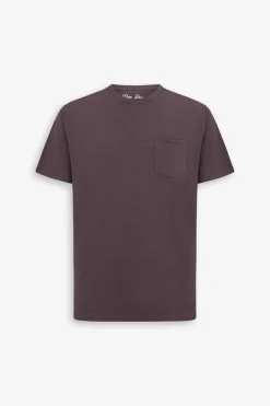 T-shirt girocollo con taschino melanzana