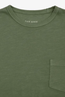 T-shirt girocollo con taschino verde