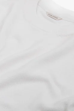 T-shirt in maglia armaturata panna