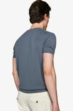 T-shirt in maglia basic in cotone avion