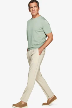 T-shirt in maglia basic in cotone verde chiaro