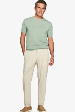 T-shirt in maglia basic in cotone verde chiaro