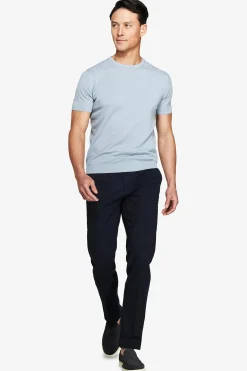 T-shirt in maglia basic in cotone celeste
