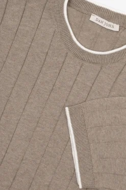 T-shirt in maglia costa piatta tortora