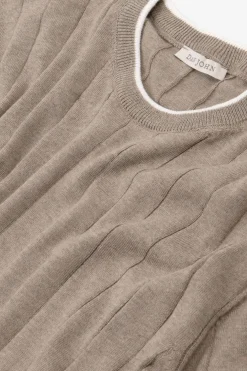 T-shirt in maglia costa piatta tortora