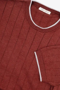 T-shirt in maglia costa piatta mattone